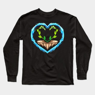 Grown Heart Of Plants Bordered By Water Heart For Earth Day Long Sleeve T-Shirt